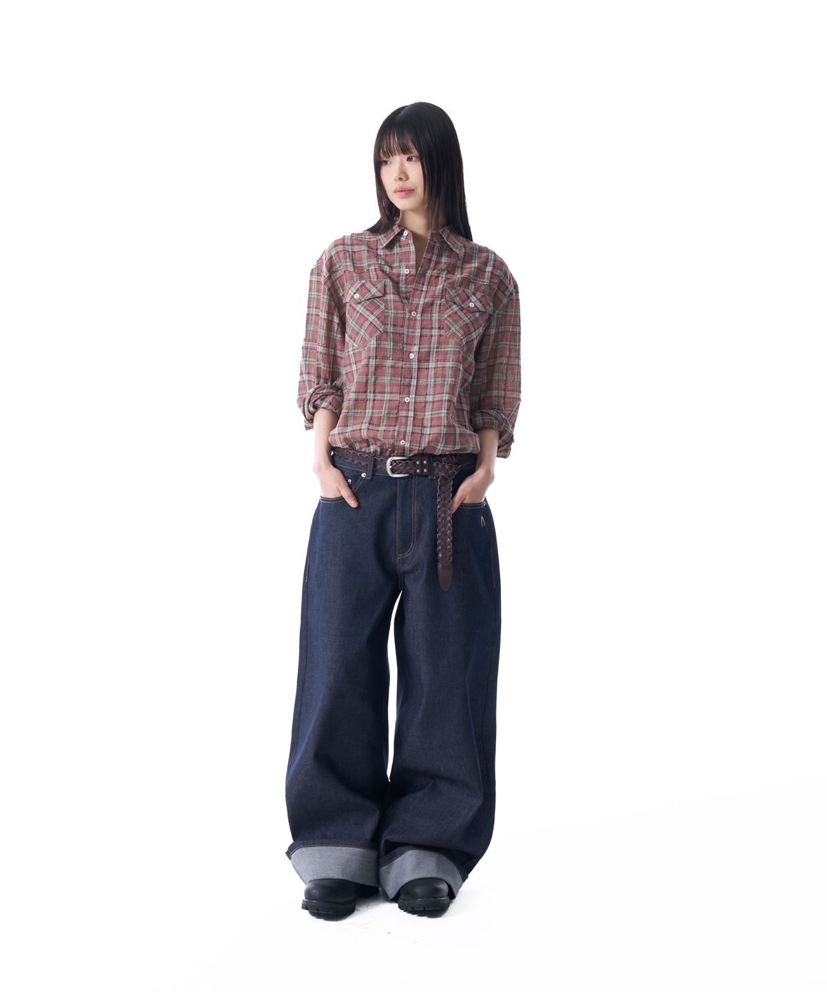 아캄(AAKAM) Western Vintage Check Shirts (Pink)