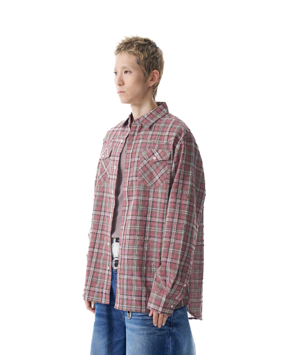 아캄(AAKAM) Western Vintage Check Shirts (Pink)