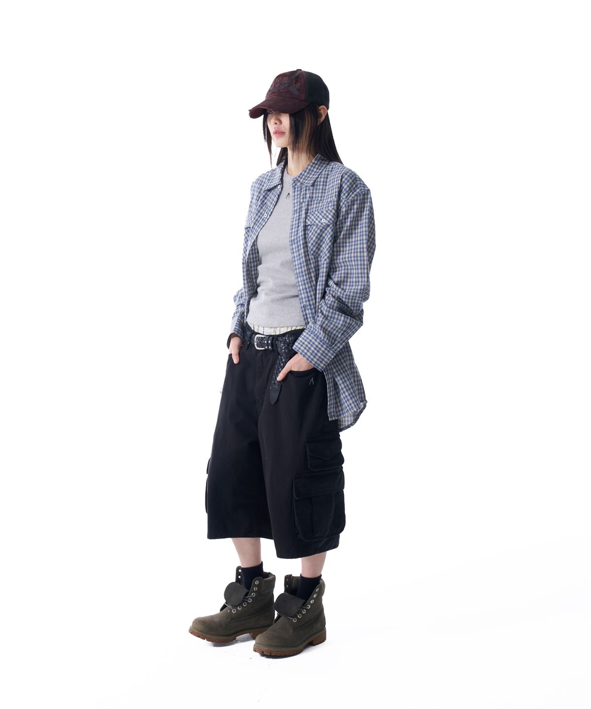 아캄(AAKAM) Western Vintage Check Shirts (Blue)