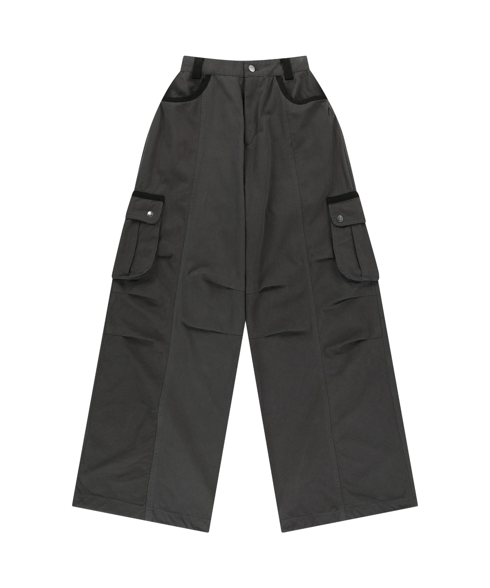 MUSINSA | AAKAM Knee Pin-tuck Contrast Cargo Pants (Dark Gray)