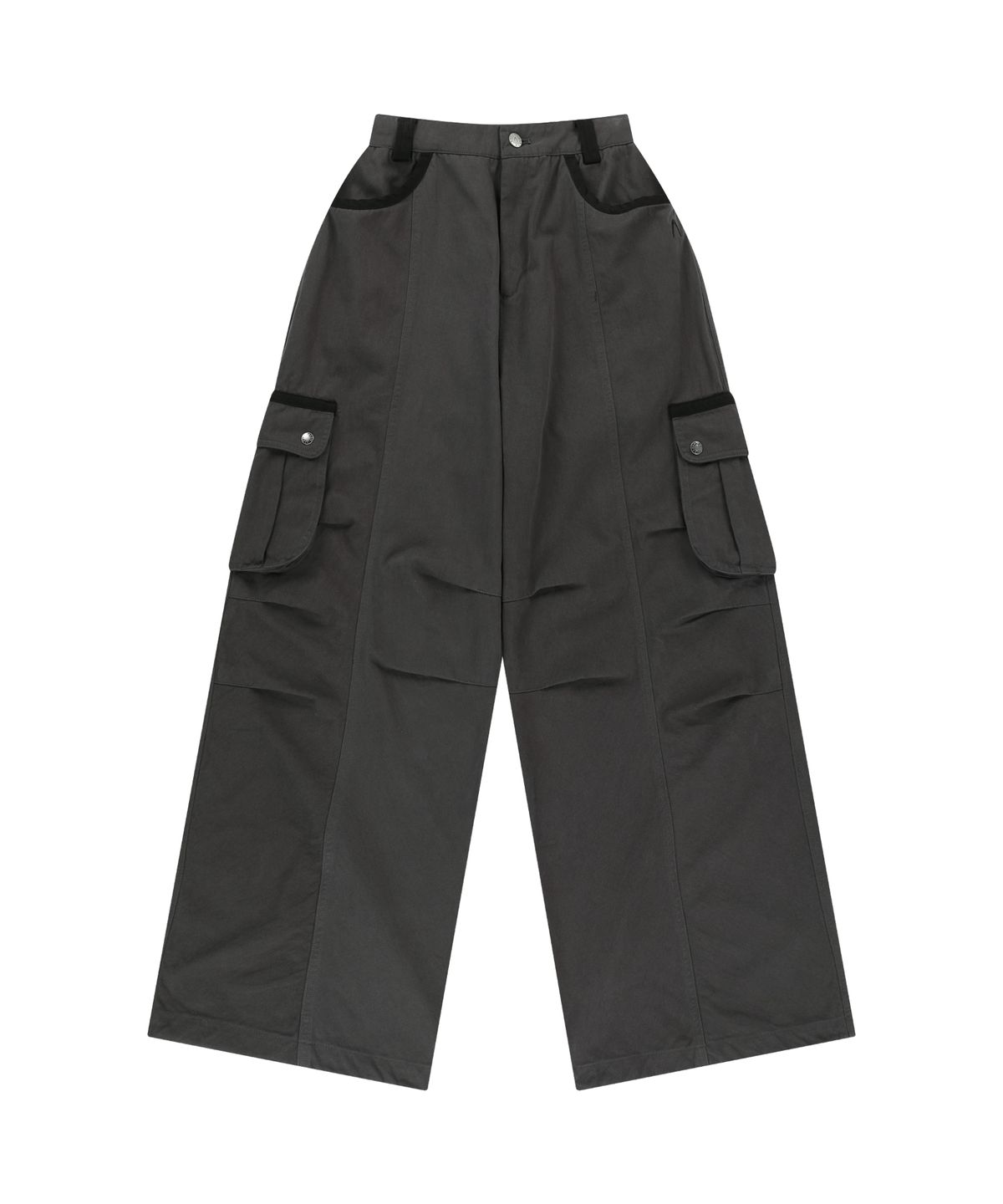 아캄(AAKAM) Knee Pin-tuck Contrast Cargo Pants (Dark Gray)