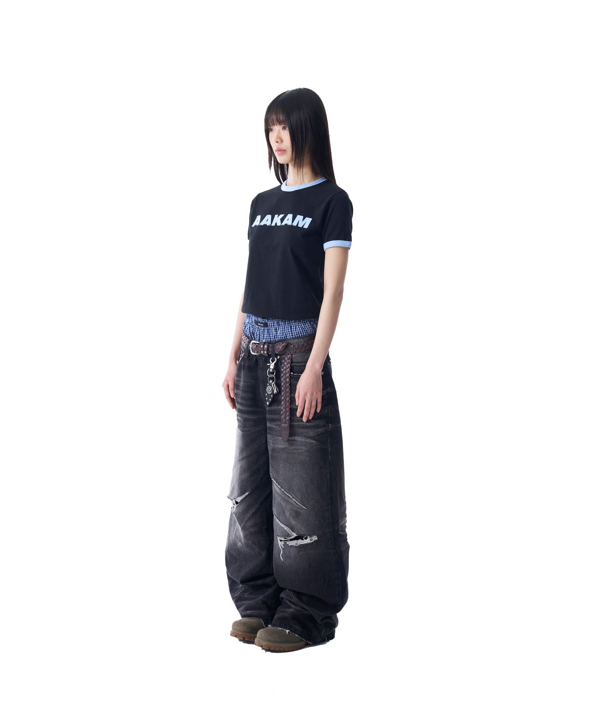 아캄(AAKAM) VTG Embo Washed Denim Pants (Black)