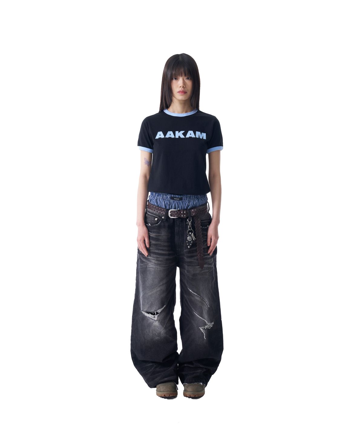 아캄(AAKAM) VTG Embo Washed Denim Pants (Black)