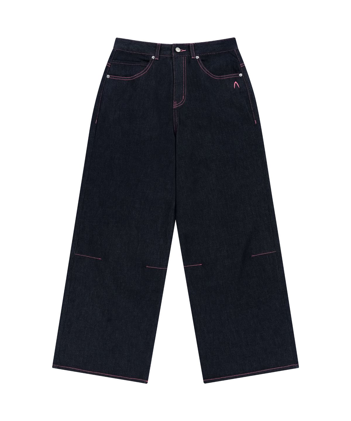아캄(AAKAM) Stitched Denim Pants (Dark Blue)