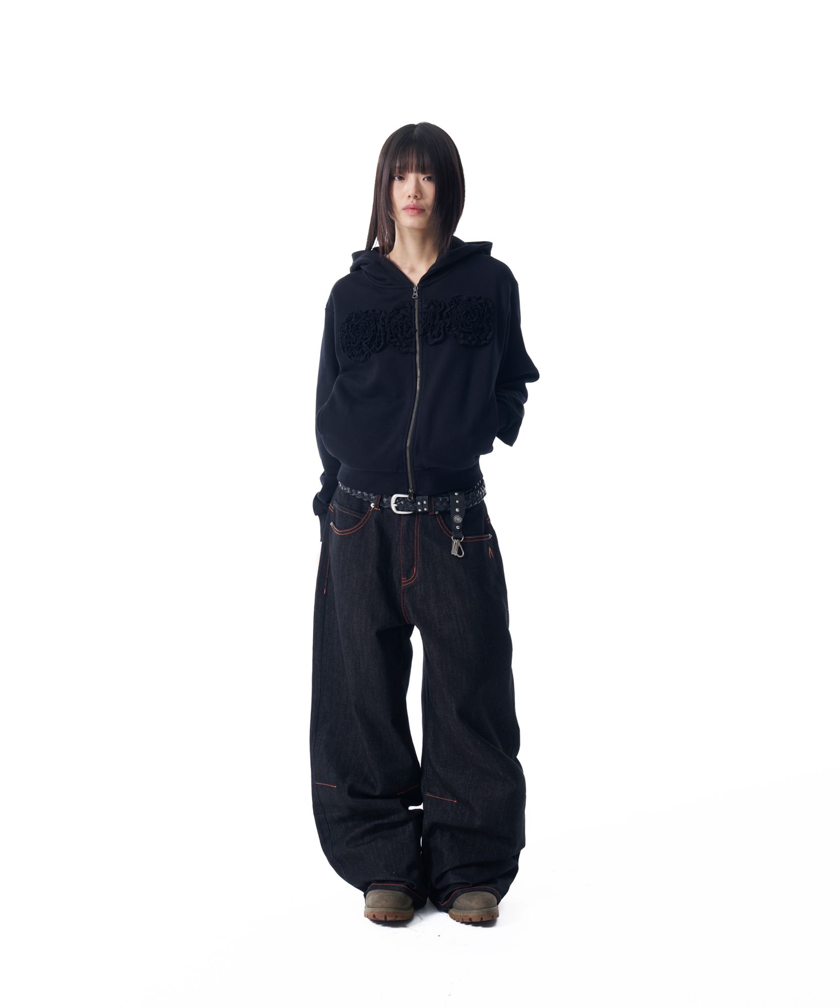 デニム・ジーパン AAKAM Stitched Denim Pants 5FT1666 MUSINSA | AAKAM Stitched Denim Pants (Black)