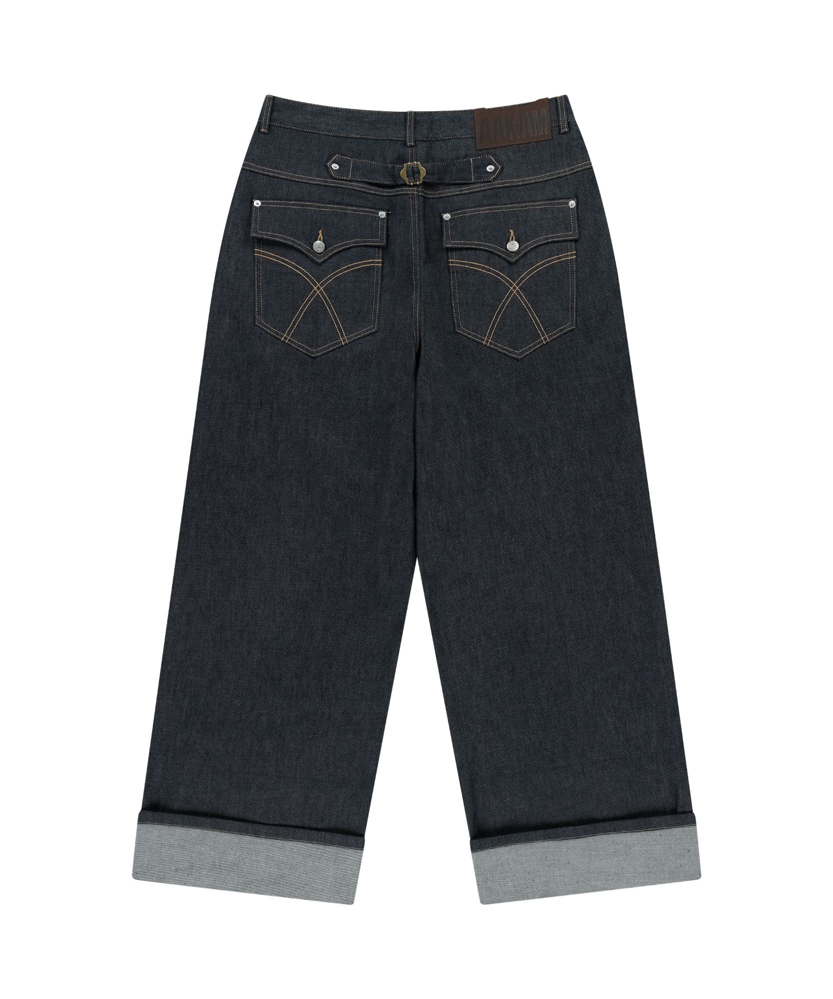 デニム・ジーパン AAKAM Cinch Back Denim Pants 2 Colors MUSINSA | AAKAM Cinch Back Denim Pants (Dark Blue)