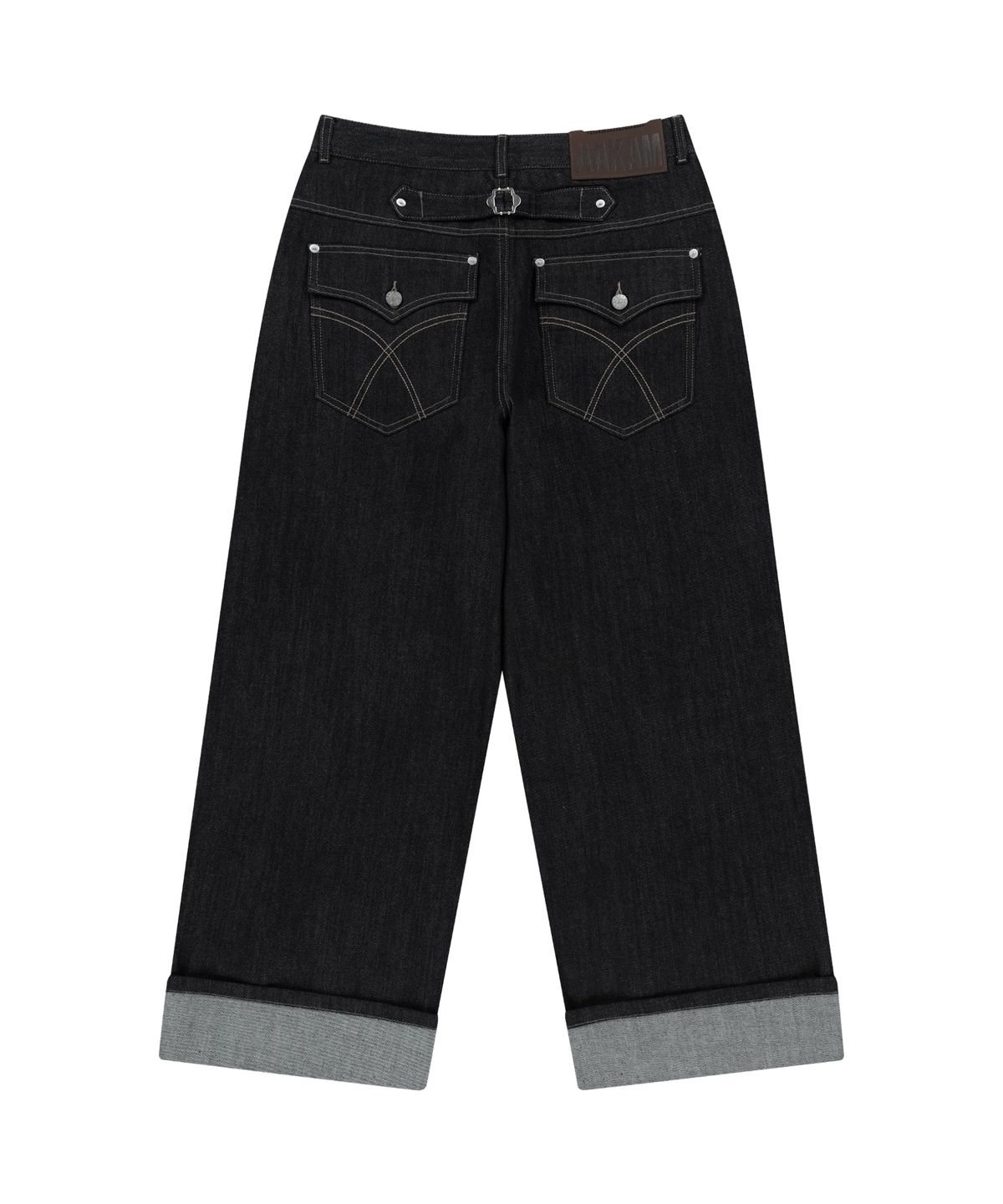 아캄(AAKAM) Cinch Back Denim Pants (Black)