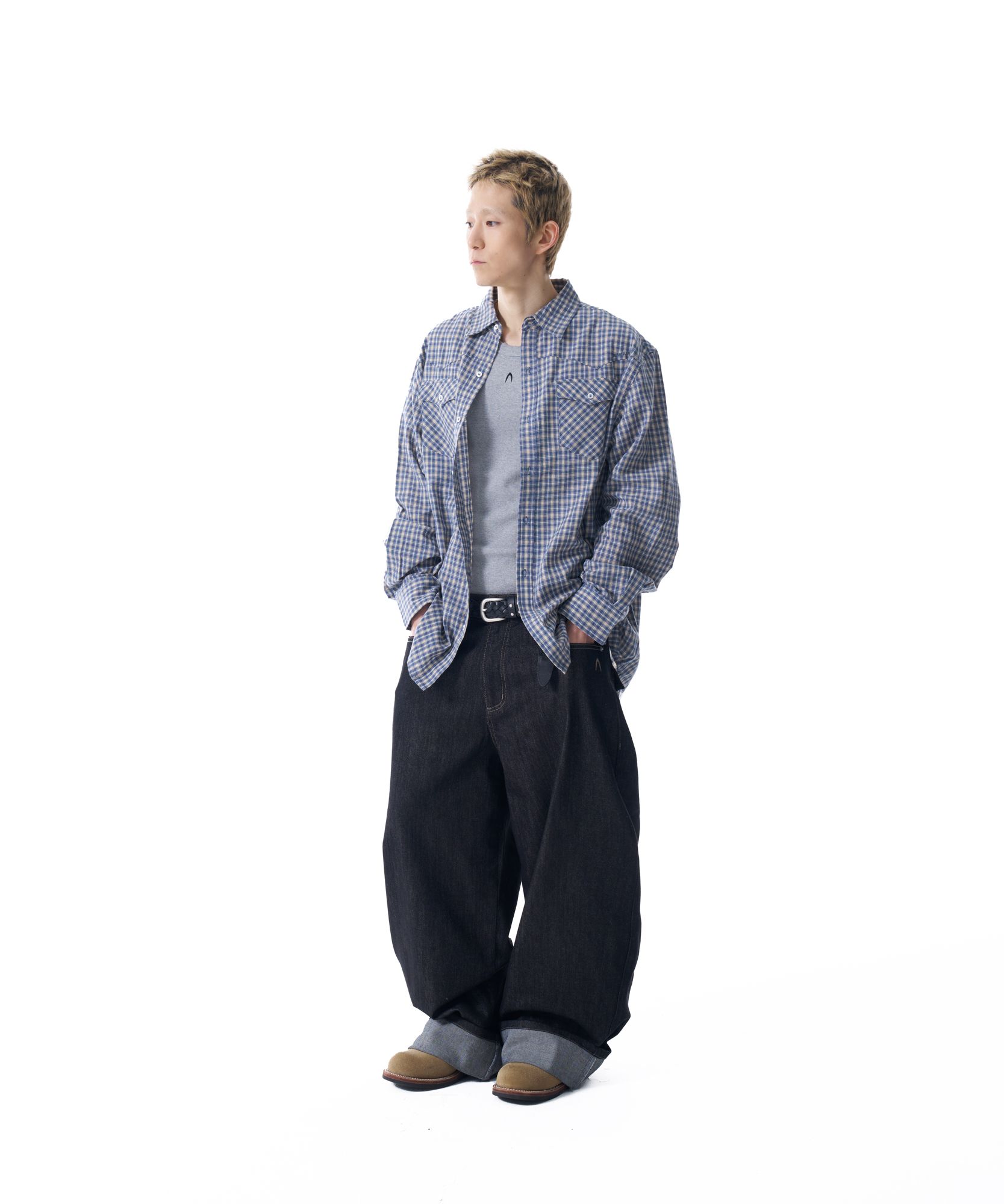 【AAKAM】Cinch Back Denim Pantsデニムパンツ★男女兼用/追跡付 MUSINSA | AAKAM Cinch Back Denim Pants (Black)