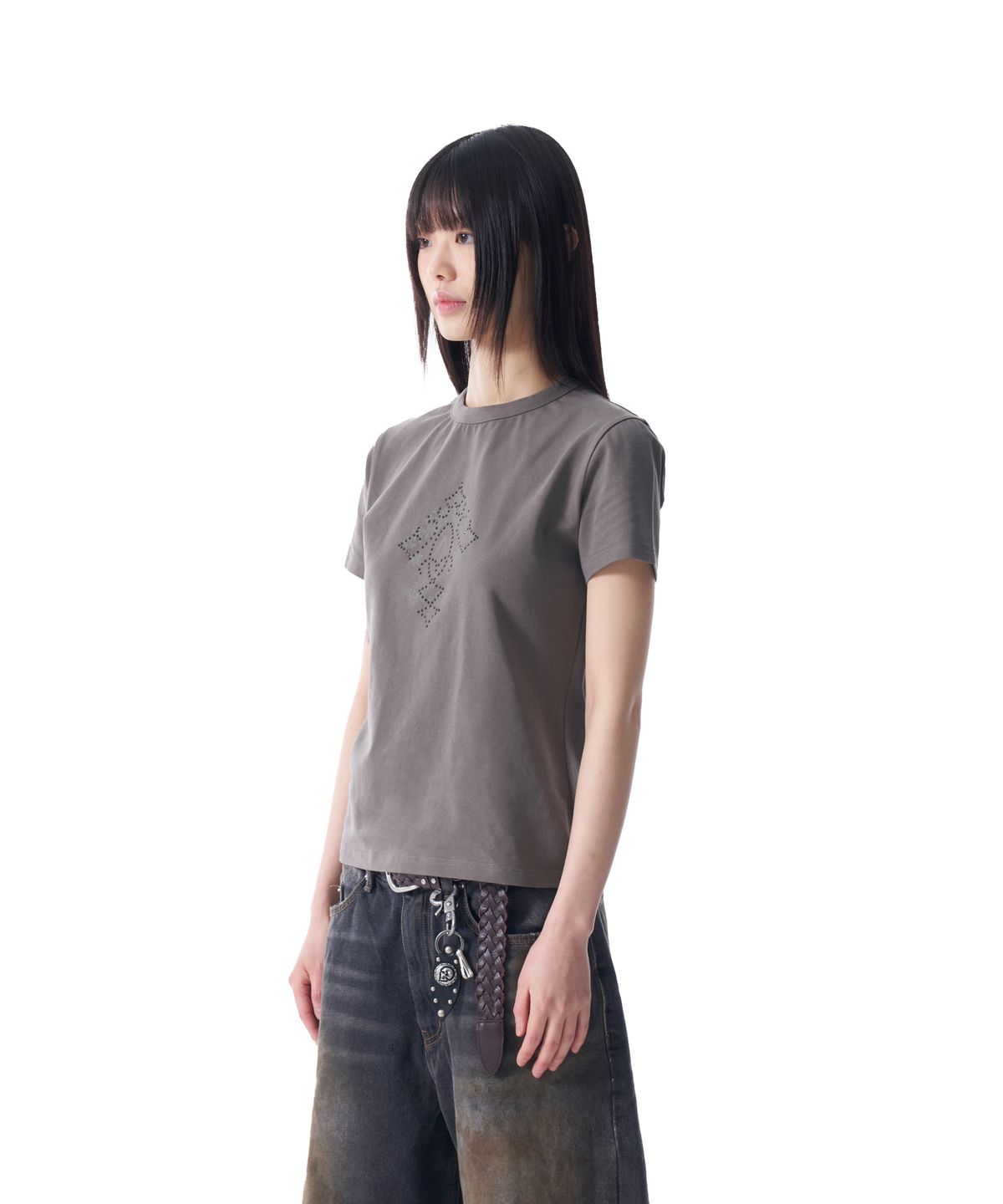아캄(AAKAM) Studded CROS2 Half Top (Khaki)