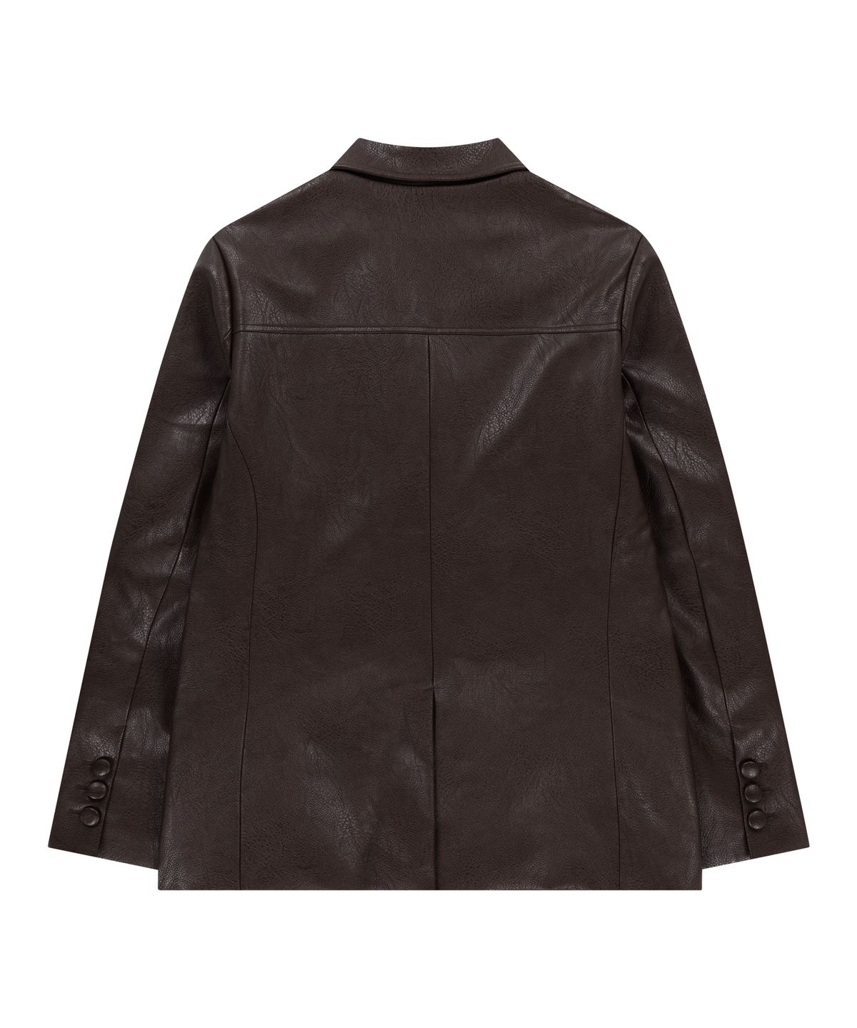 아캄(AAKAM) 3-Button Leather Blazer (Brown)