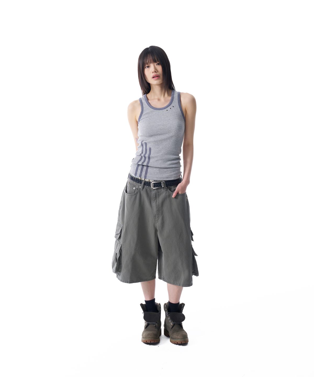 아캄(AAKAM) Cotton Bermuda Cargo Pants (Khaki)