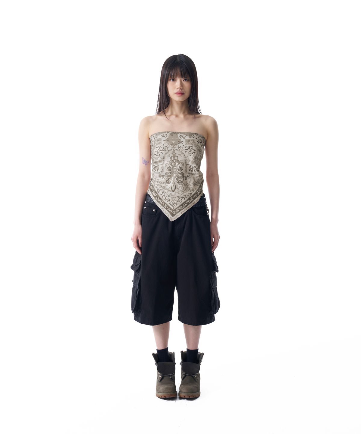 아캄(AAKAM) Cotton Bermuda Cargo Pants (Black)