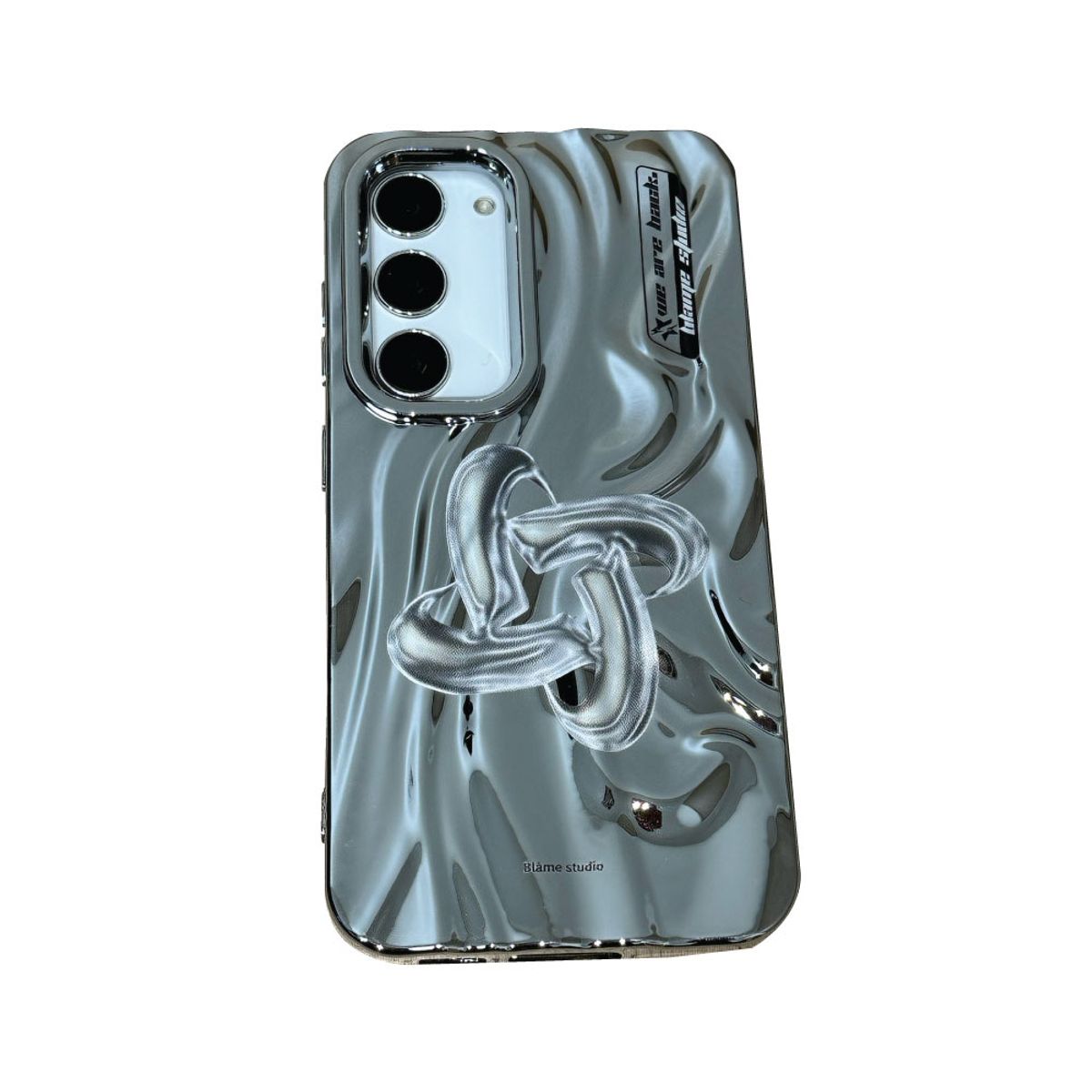 블레임 스튜디오(BLAMESTUDIO) Galaxy Metallic Silver 3D Logo Case