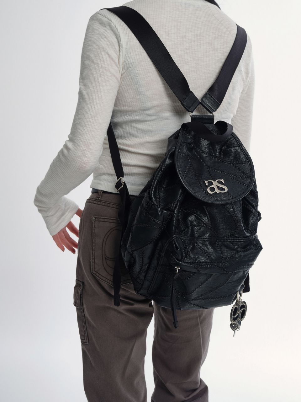 ason アズオン 韓国 キルティング ブラックバックパック ason アズオン 韓国 キルティング ブラックバックパック as