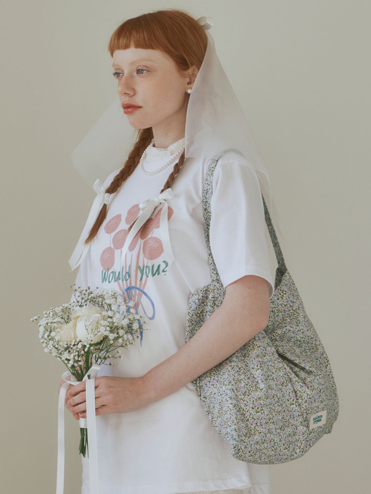 메종크렘(MAISON CREME) Floral eco bag _ Blue bouquet