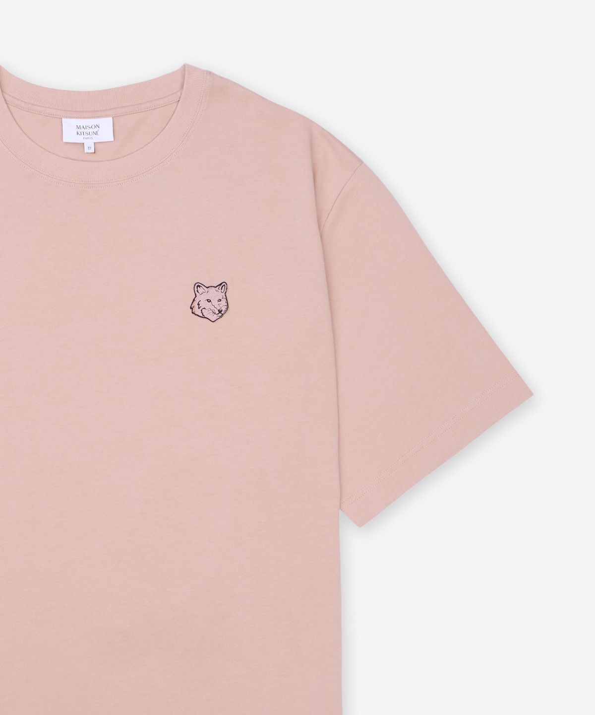 메종 키츠네(MAISON KITSUNE) 볼드 폭스 헤드 패치 오버사이즈 반소매 티셔츠 - 핑크 클레이 / LM00107KJ01190172
