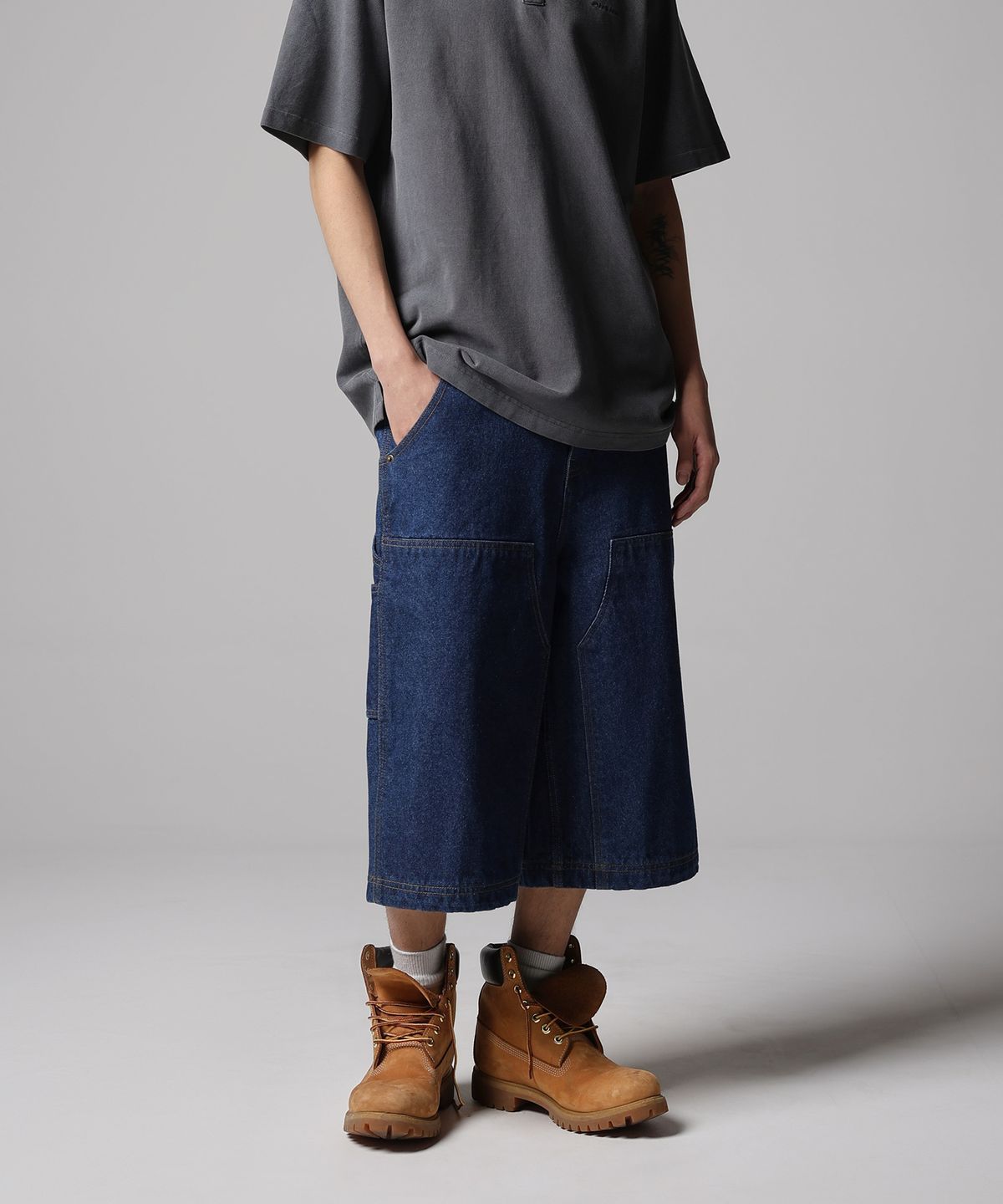 디키즈(DICKIES) 더블니 카펜터 데님 쇼츠 Dark Blue