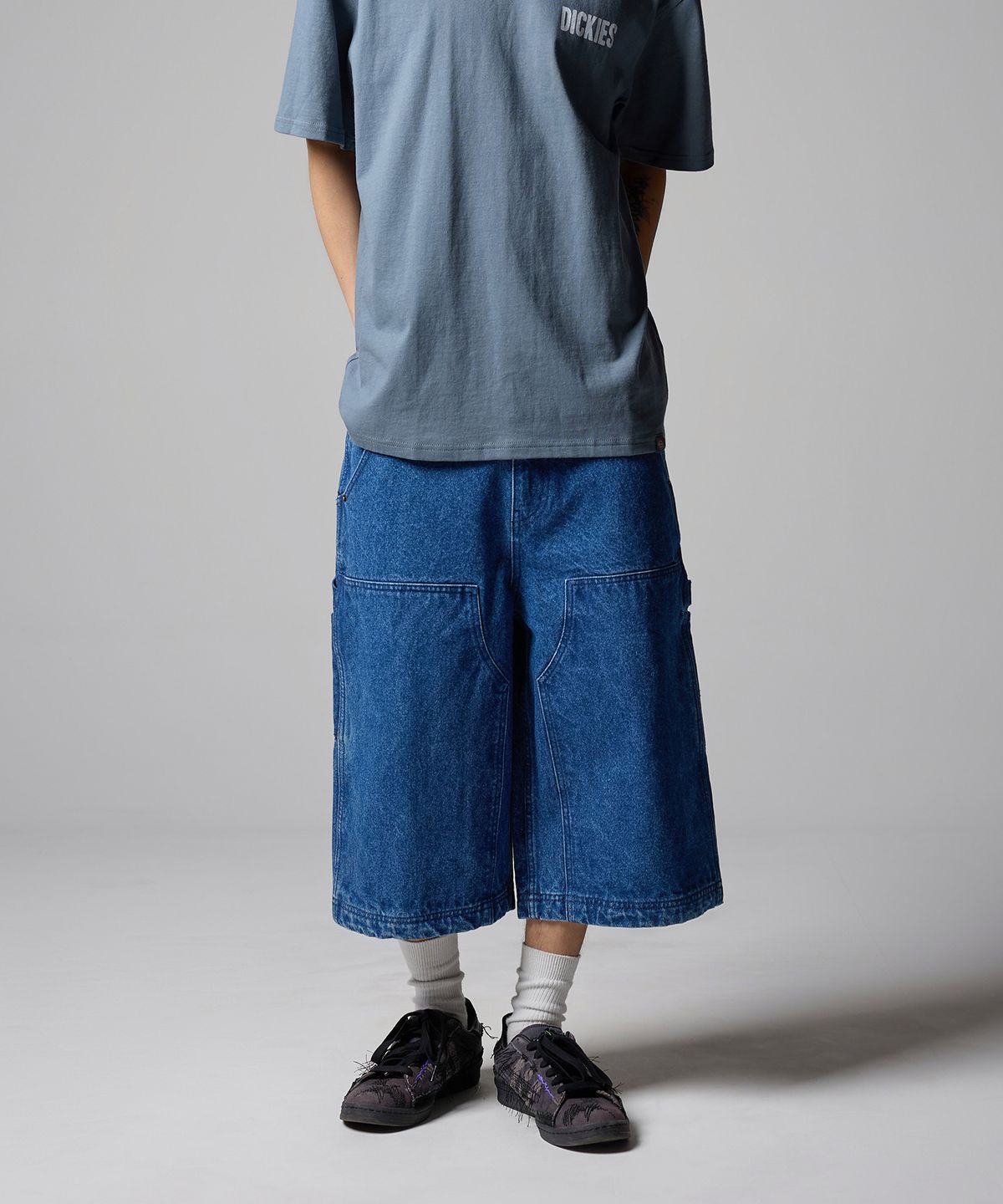 디키즈(DICKIES) 더블니 카펜터 데님 쇼츠 Medium Blue