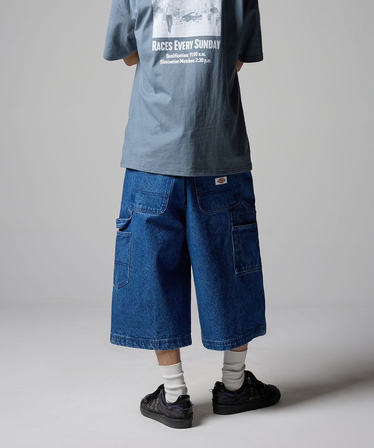 디키즈(DICKIES) 더블니 카펜터 데님 쇼츠 Medium Blue