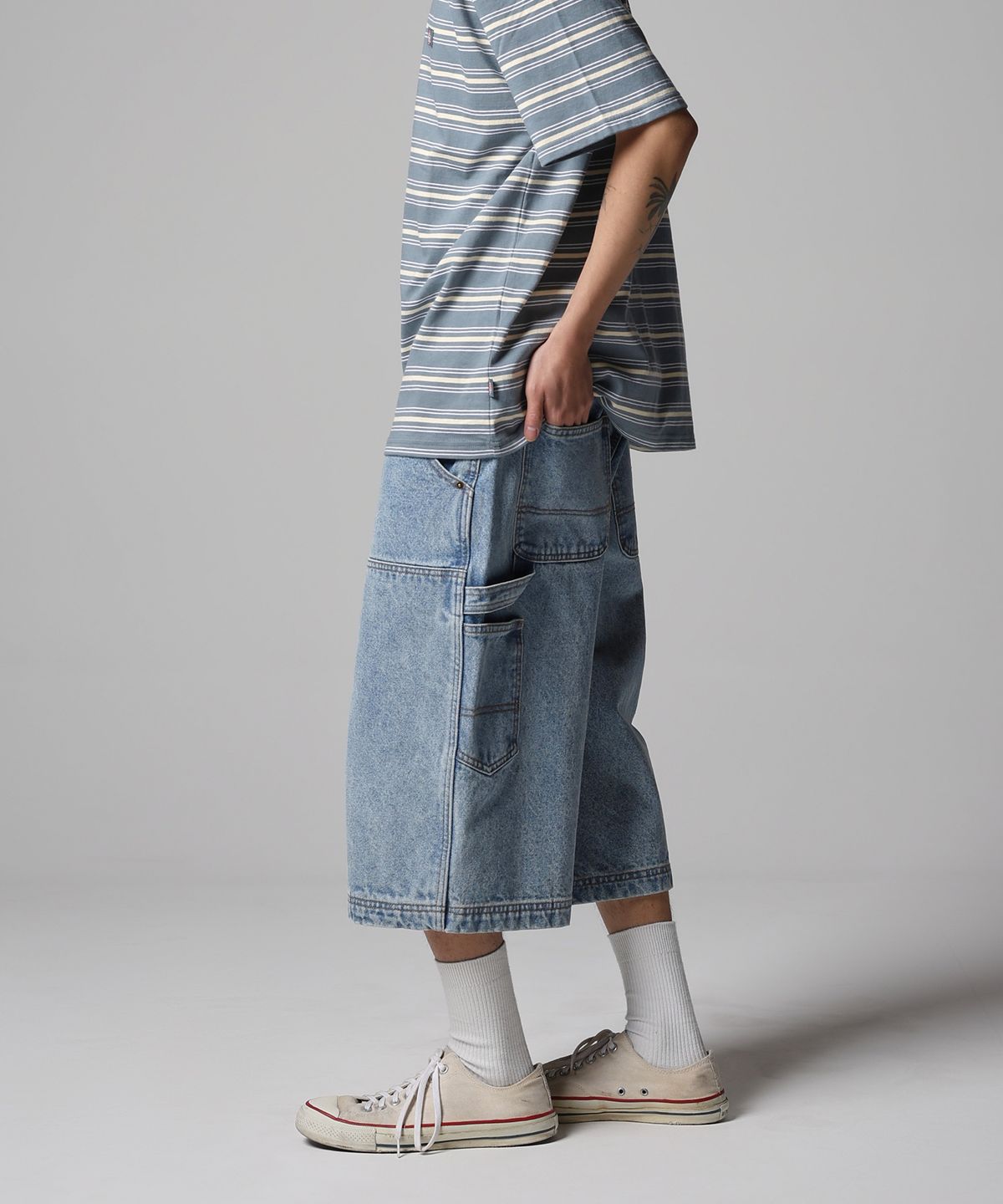 디키즈(DICKIES) 더블니 카펜터 데님 쇼츠 Light Blue