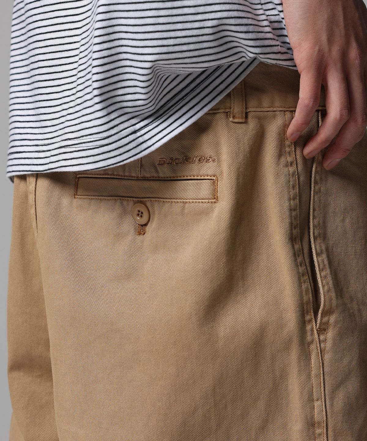 디키즈(DICKIES) 가먼트 다이드 원턱 트윌 쇼츠 Khaki