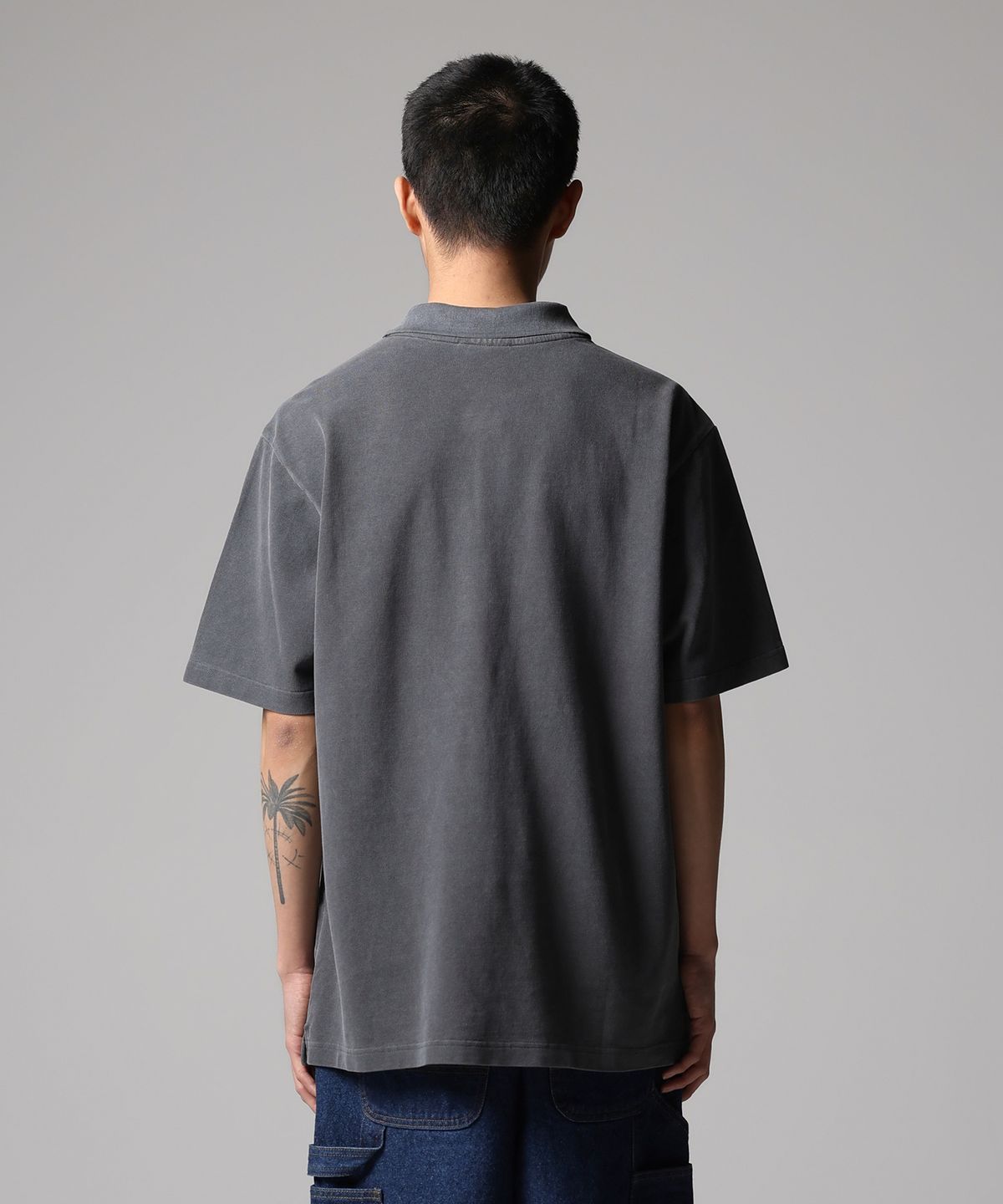 디키즈(DICKIES) 가먼트 다이드 피케 셔츠 Charcoal
