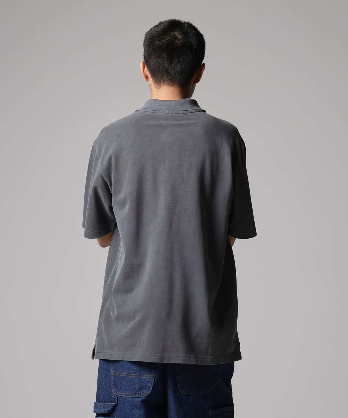 디키즈(DICKIES) 가먼트 다이드 피케 셔츠 Charcoal