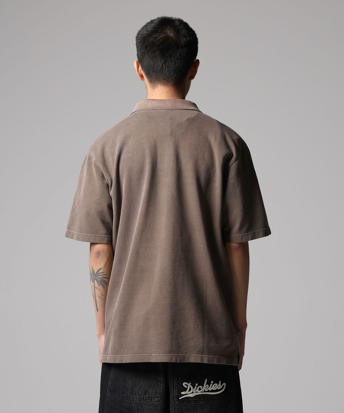 디키즈(DICKIES) 가먼트 다이드 피케 셔츠 Brown