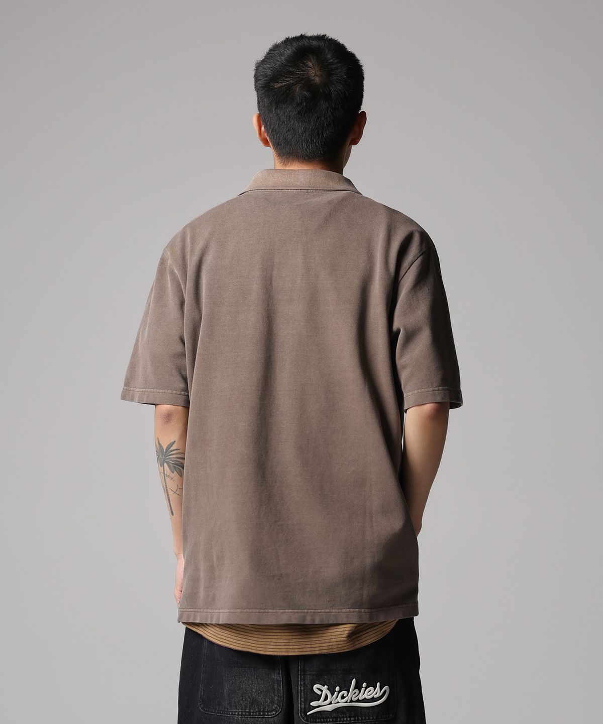 디키즈(DICKIES) 가먼트 다이드 피케 셔츠 Brown