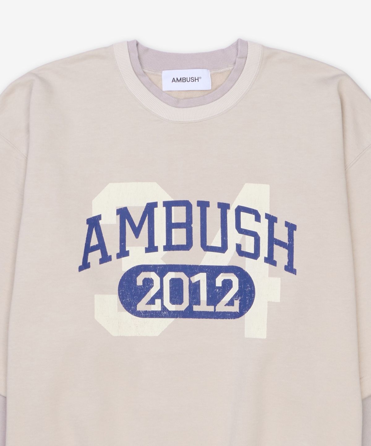 앰부시(AMBUSH) 레이어드 크루넥 오버핏 티셔츠 - 베이지 / 1211533132