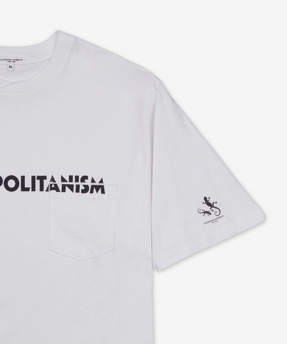 엔지니어드가먼츠(ENGINEERED GARMENTS) 프린트 크로스 크루넥 반소매 티셔츠 - 화이트 코스모폴리타니즘 / QT260NP163