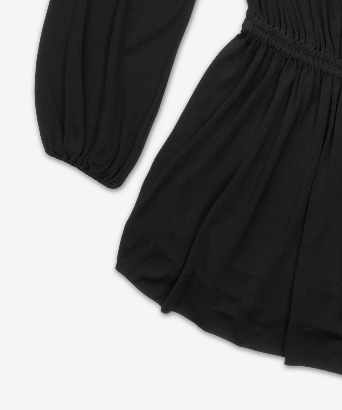 생로랑(SAINT LAURENT) 러플 디테일 미니 원피스 - 블랙 / 820924Y6H331000