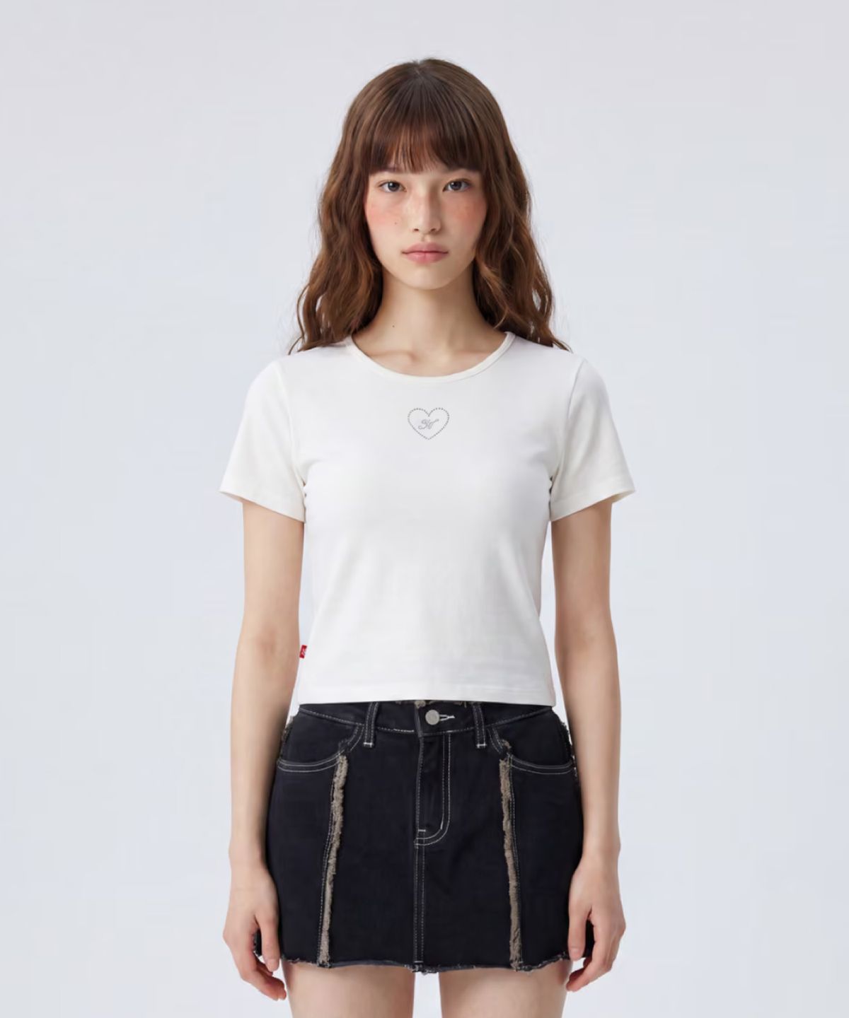 키시닝(KISYNING) Twinkle Heart Cubic Sleeve Top (Ivory)