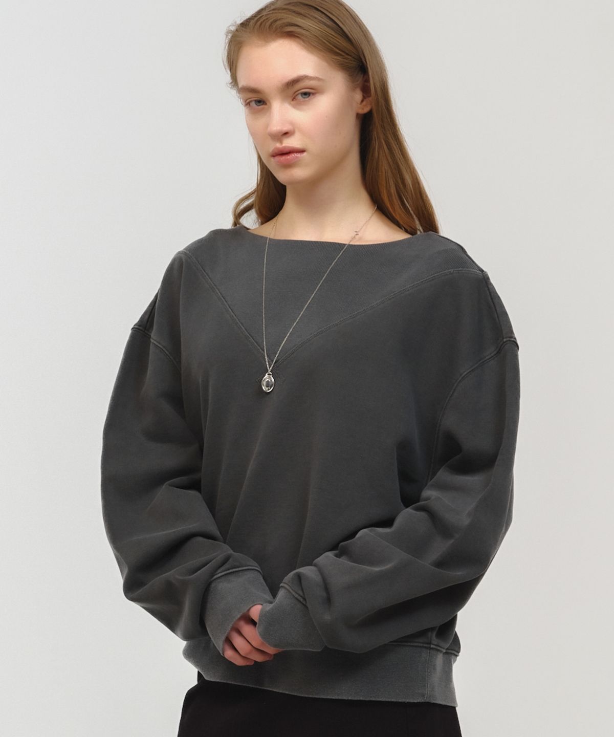 문선 아카이브(MOONSUN ARCHIVE) UNISEX, Pigment Washed Sweatshirt / Charcoal