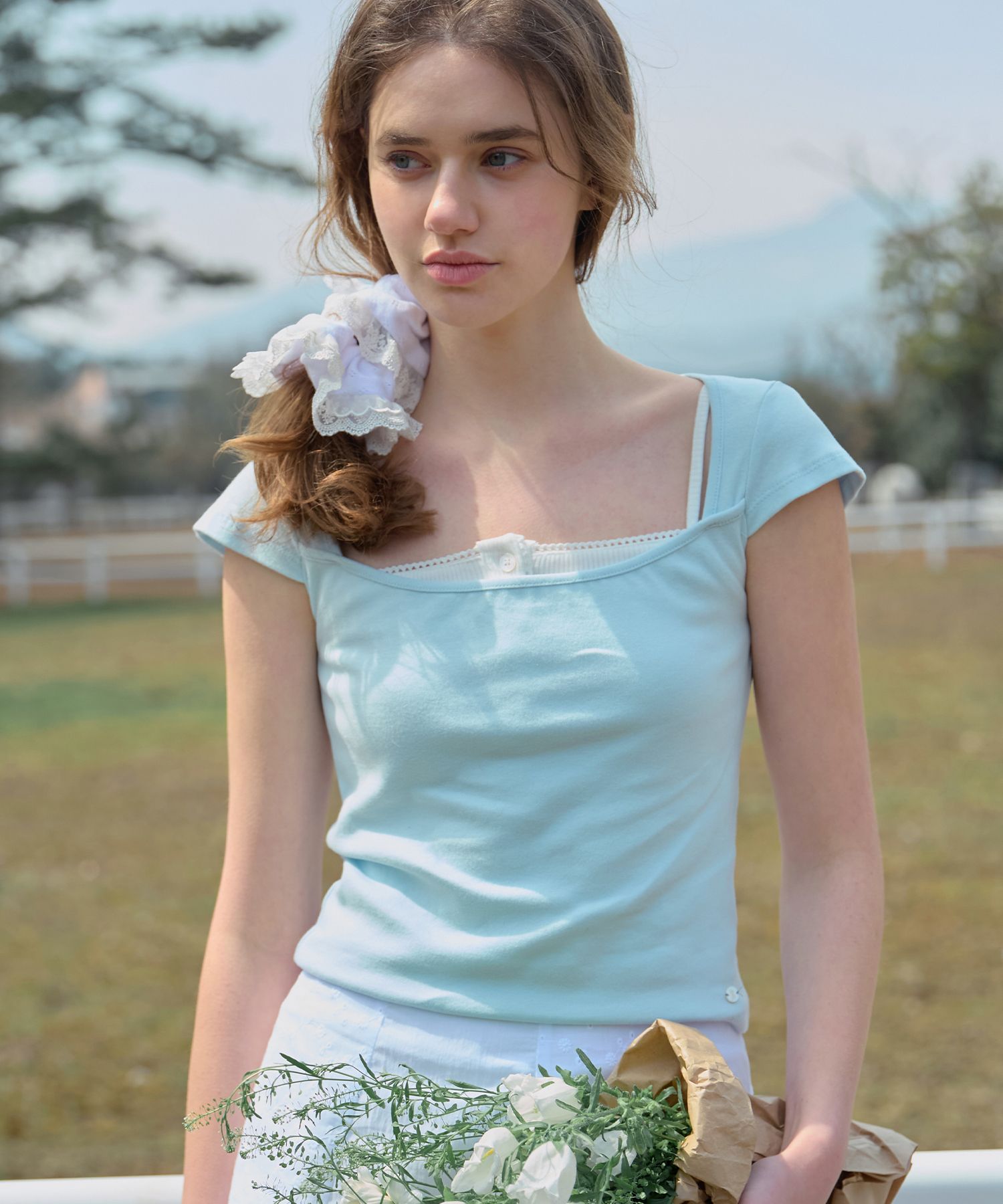 LETTER FROM MOON ♥ Linsden Square Neck T-Shirt MUSINSA | LETTER FROM MOON Linsden Square Neck T-Shirt (Sky
