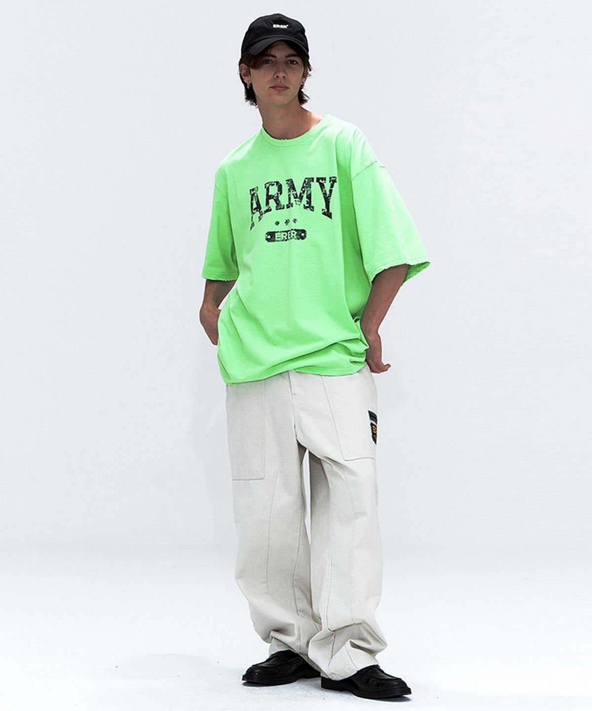 에르에르(ERER) [UN] ARMY Graffiti T-Shirt Neon Lime