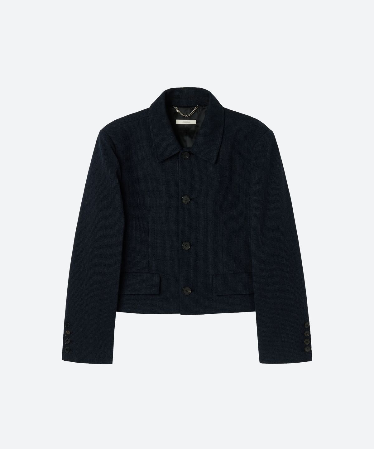 문선(MOONSUN) UNISEX, Tweed Crop Jacket / Navy