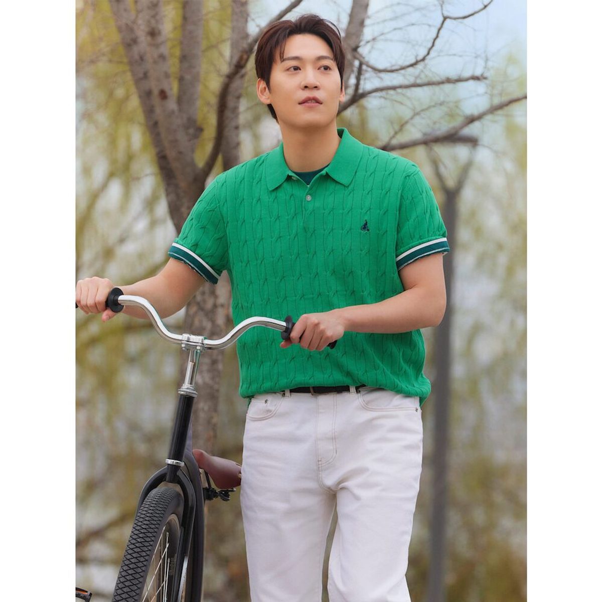 빈폴 멘(BEANPOLE MEN) [빈폴솔솔니트] 케이블 칼라넥 니트  애플 그린