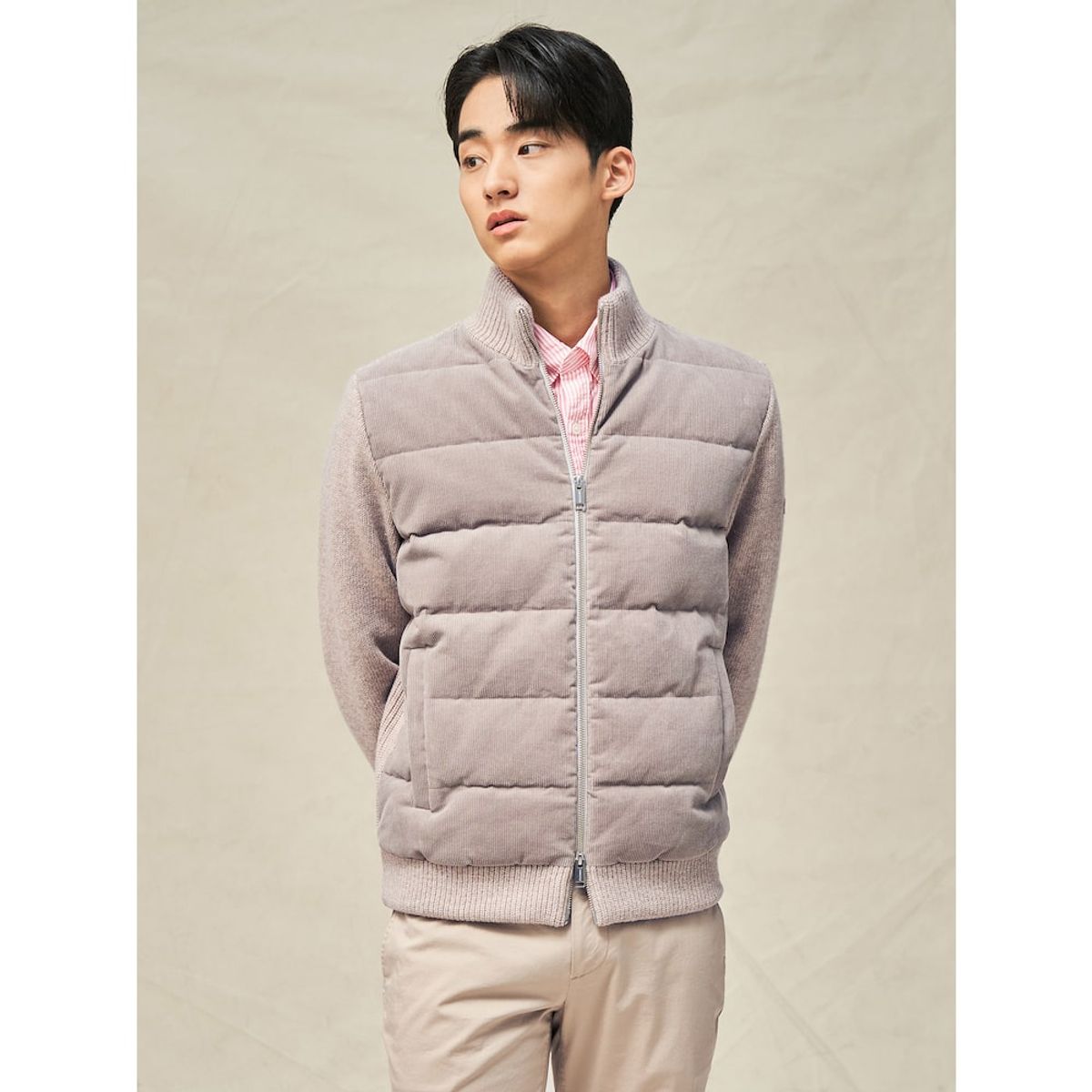 빈폴 멘(BEANPOLE MEN) 코듀로이 믹스 라이트다운 카디건  베이지 (BC515AC63A)