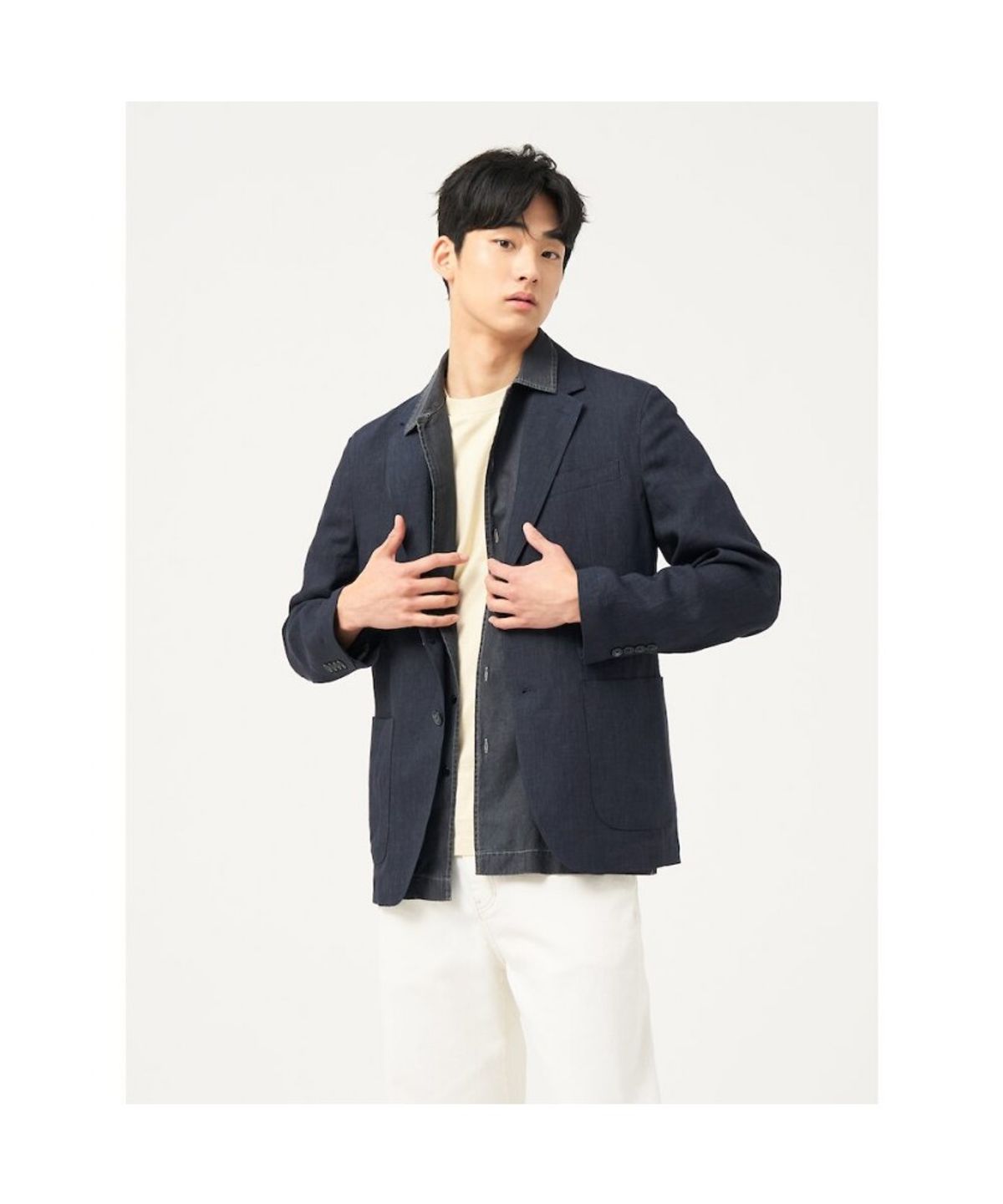 빈폴 멘(BEANPOLE MEN) 리넨 멜란지 재킷  애쉬 (BC5311C214)