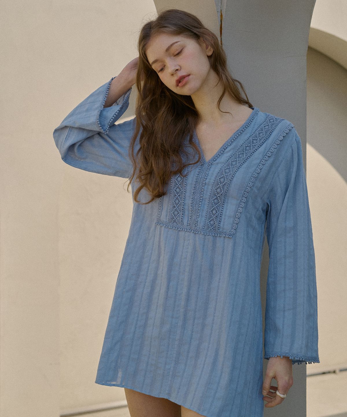 아템포(ATEMPO) KAFTAN MINI ONEPIECE_soft blue