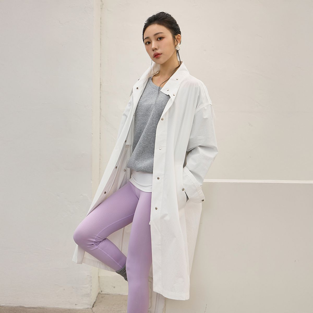 하이파이브(HYFVE) 어반 테크 트렌치 롱 자켓(홑겹)