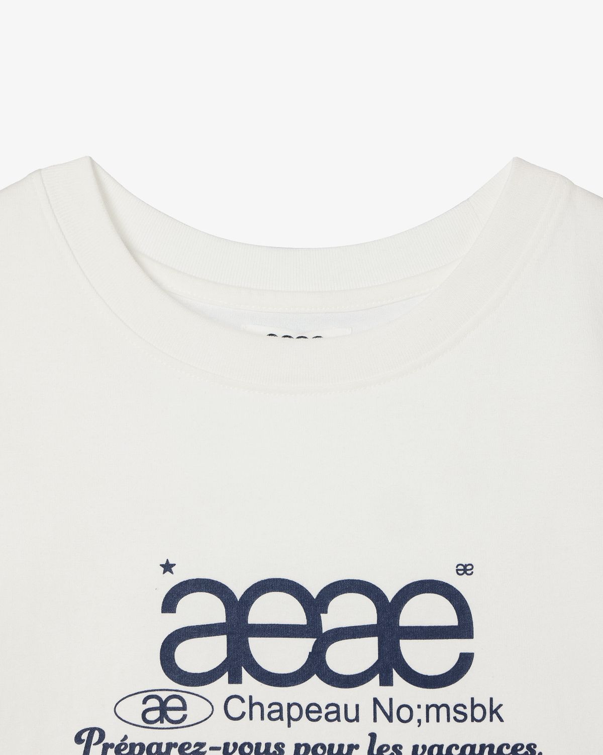 에이이에이이(AEAE) WEB LOGO CROP T-SHIRTS [WHITE/BLUE]