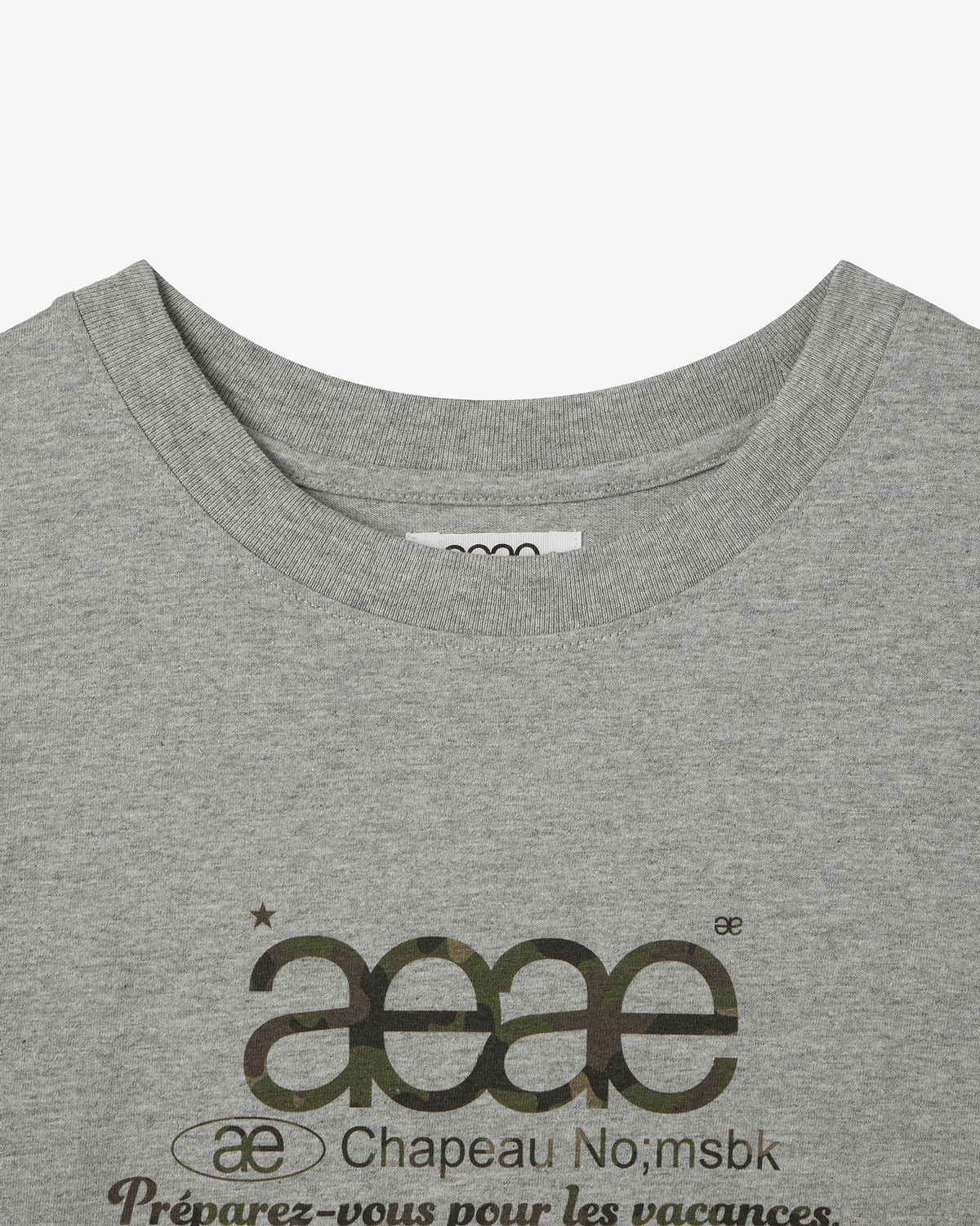 에이이에이이(AEAE) WEB LOGO CROP T-SHIRTS [MELANGE GREY/CAMO]
