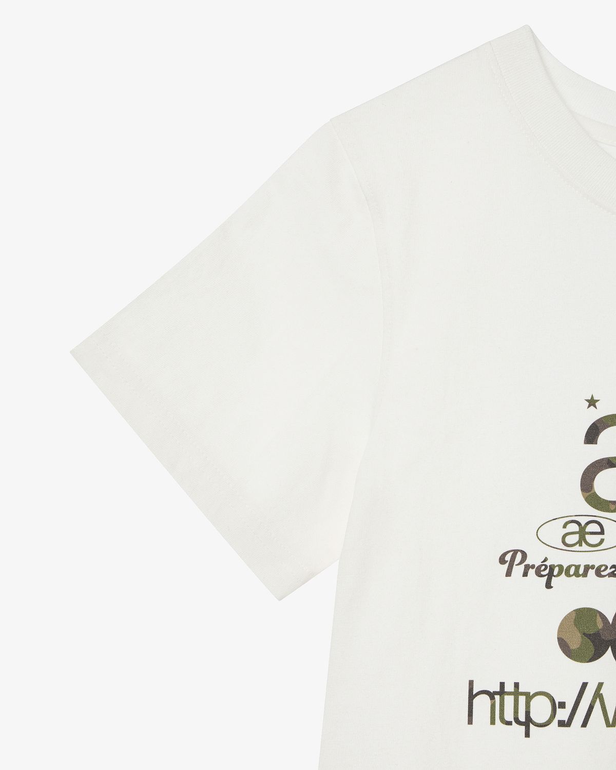 에이이에이이(AEAE) WEB LOGO CROP T-SHIRTS [WHITE/CAMO]