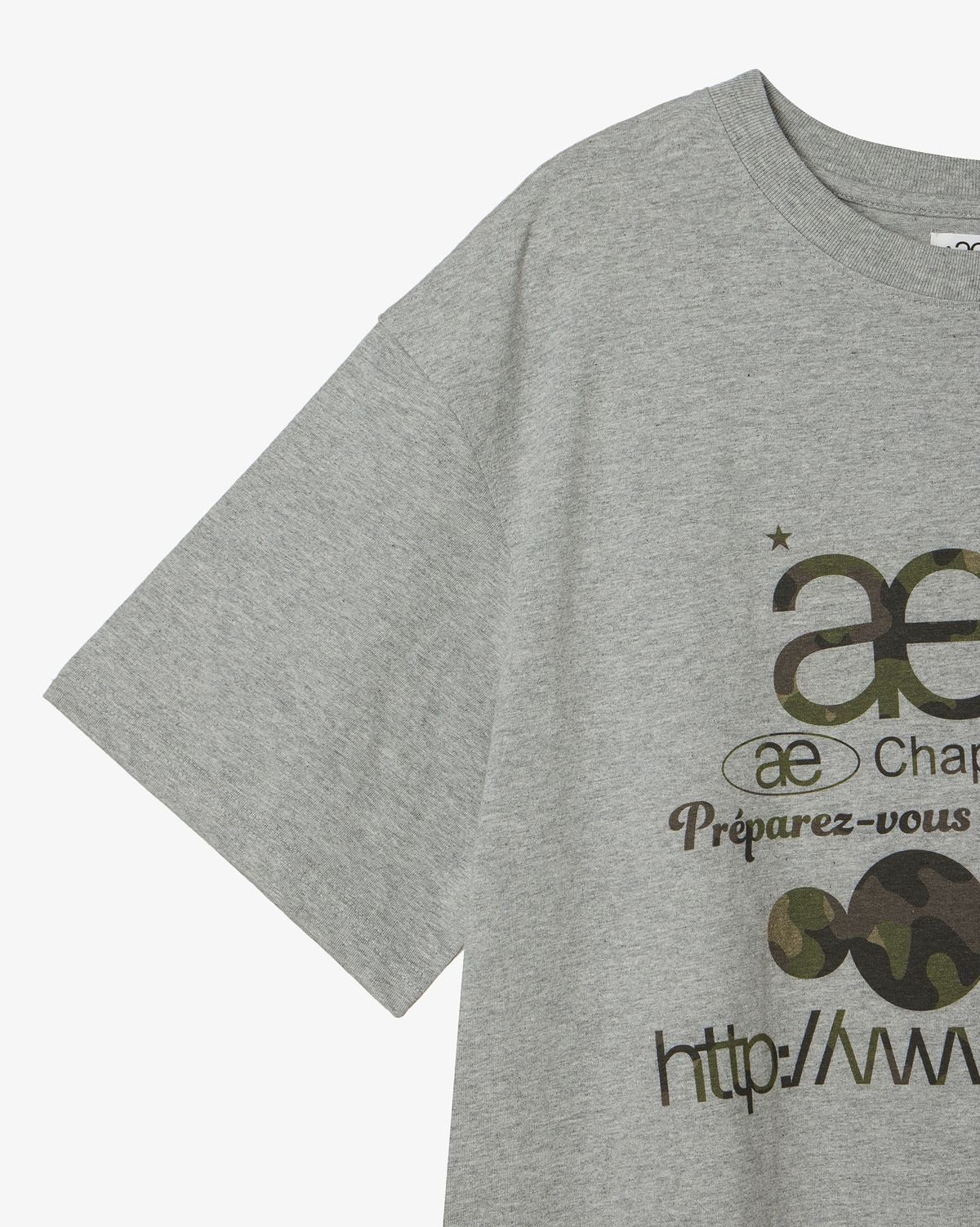 에이이에이이(AEAE) WEB LOGO T-SHIRTS [MELANGE GREY/CAMO]
