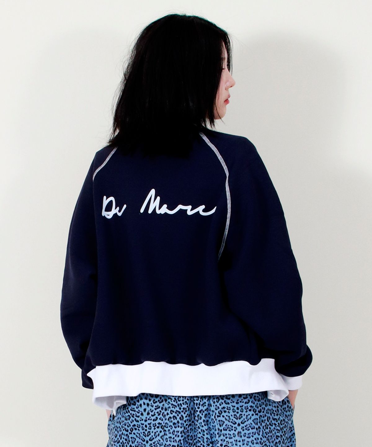 드마크(DEMARC) COLOR STITCH NEOPRENE LOGO BLOUSON JUMPER NAVY