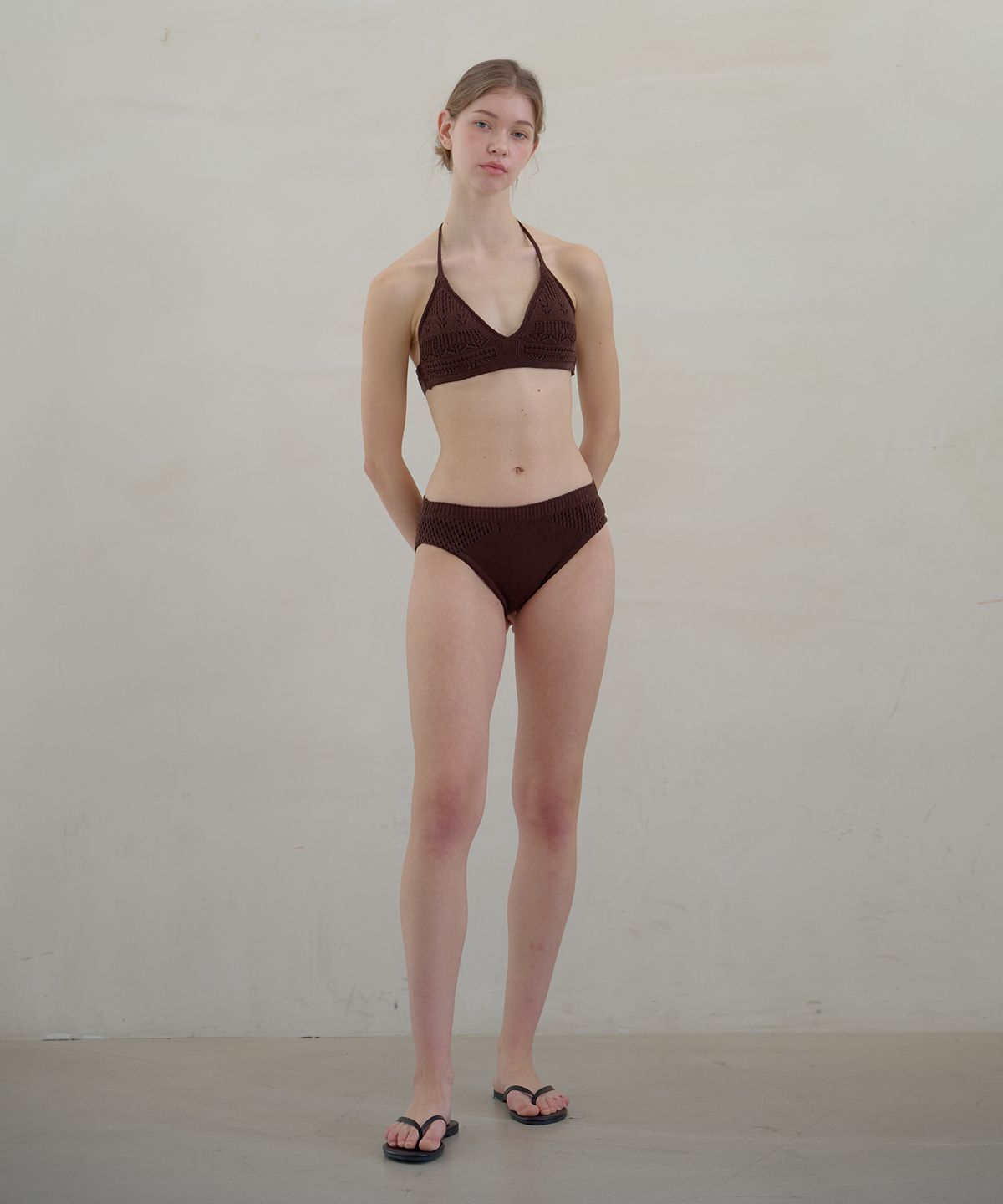 아템포(ATEMPO) KNIT BIKINI SET_chocolate