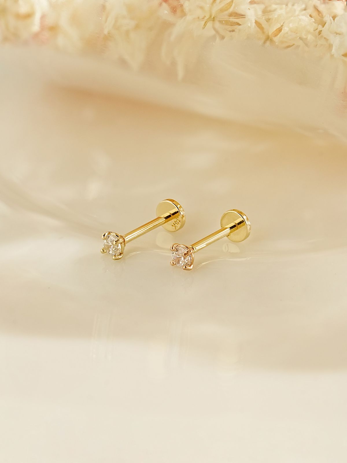 미니멀피어싱(MINIMALPIERCING) [0.8mm]14K 인터널 모이사나이트 다이아 라블렛 코피어싱 코찌