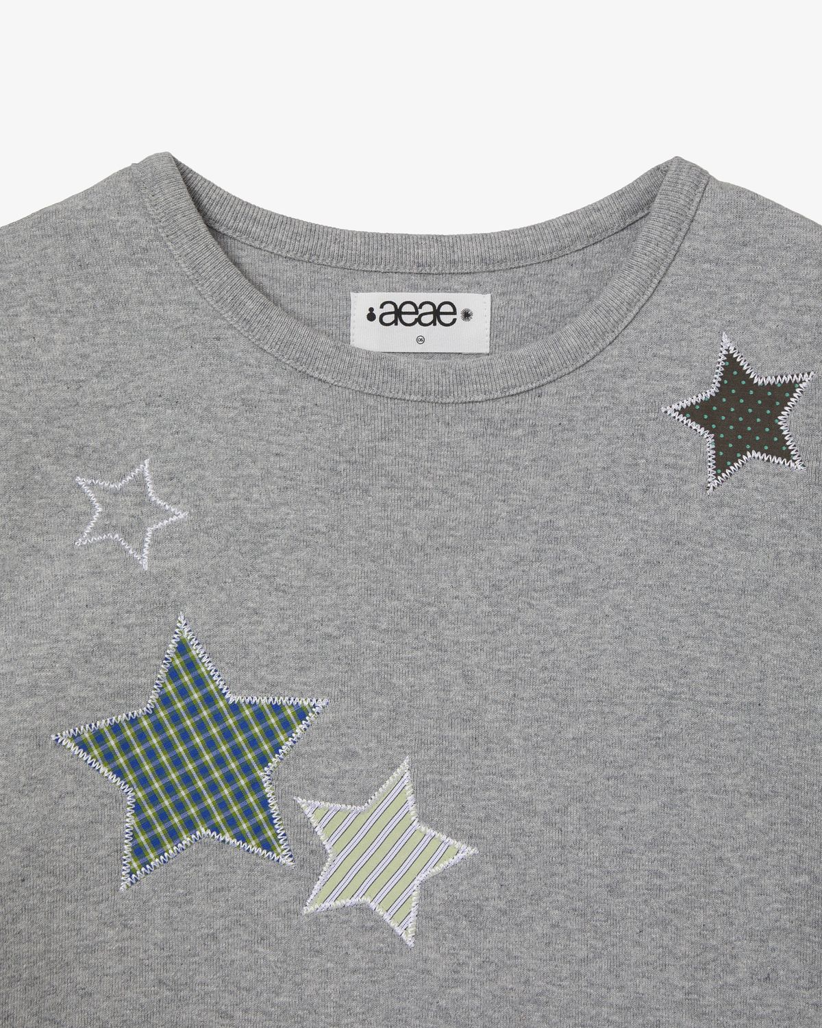 에이이에이이(AEAE) CHECK STAR TEE [MELANGE GREY]